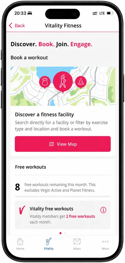 Vitality app View map screen